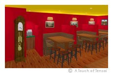 Telephone booth and pub seating